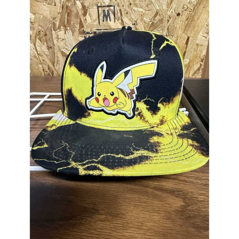 Bioworld Pokemon Pikachu Adjustable Snapback Hat Yellow Black Lightning